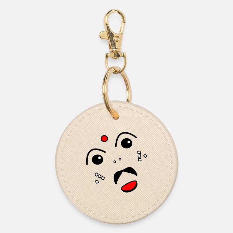 Face stylized - Round Keyring - oyster