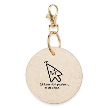 Can't pause | Funny Online Gamer Spruc - Round Keyring - oyster - Front