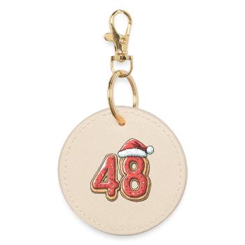 48 Zahl Keks Weihnachten - Runder Schlüsselanhänger - Auster - Vorne