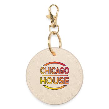 Chicago House Musik Typografie - Runder Schlüsselanhänger - Auster - Vorne