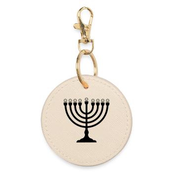 Menorah amusante avec des smileys | Symbole de Hanoukka - Porte-clés rond - huître - Devant