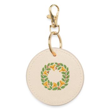 Couronne de houx et de chanterelles - Porte-clés rond - huître - Devant
