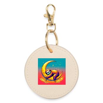 La paresse dort sur la Lune - Porte-clés rond - huître - Devant