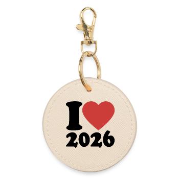 Happy New Year | I Love 2026 - Round Keyring - oyster - Front