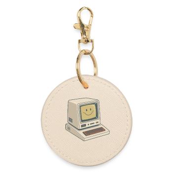Vintage Smile Retro-Computer - Runder Schlüsselanhänger - Auster - Vorne