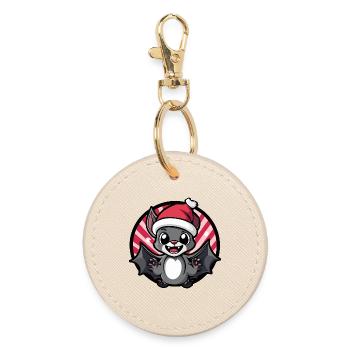 Kawaii Weihnachtsfledermaus - Runder Schlüsselanhänger - Auster - Vorne
