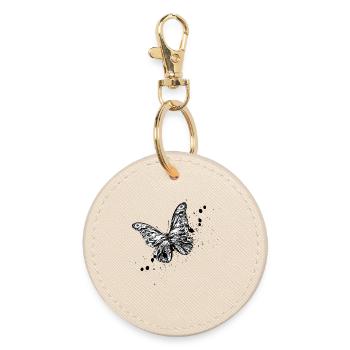 Illustration de papillon - Porte-clés rond - huître - Devant