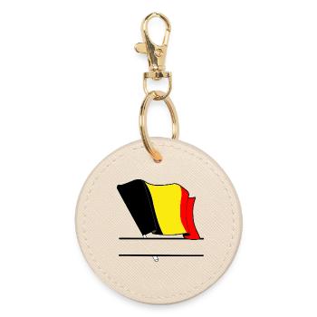 Belgische Flagge – Namensraum - Runder Schlüsselanhänger - Auster - Vorne