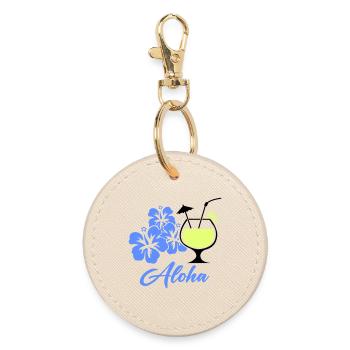 Aloha Hibiskus Tropen-Drink - Runder Schlüsselanhänger - Auster - Vorne