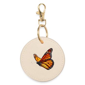 Papillon monarque en vol Design de la nature - Porte-clés rond - huître - Devant