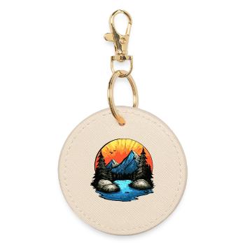 Mountains Landscape Outdoor - Round Keyring - oyster - Front
