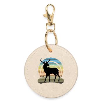 Deer - Round Keyring - oyster - Front