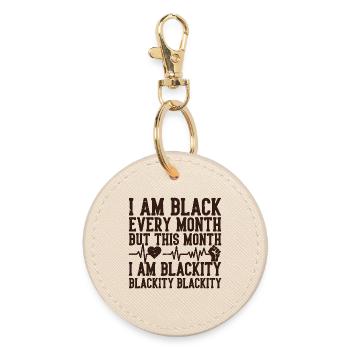 Blackity Black Month Heartbeat Fist - Round Keyring - oyster - Front