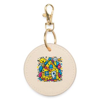 Laughing House Splash of Color - Round Keyring - oyster - Front