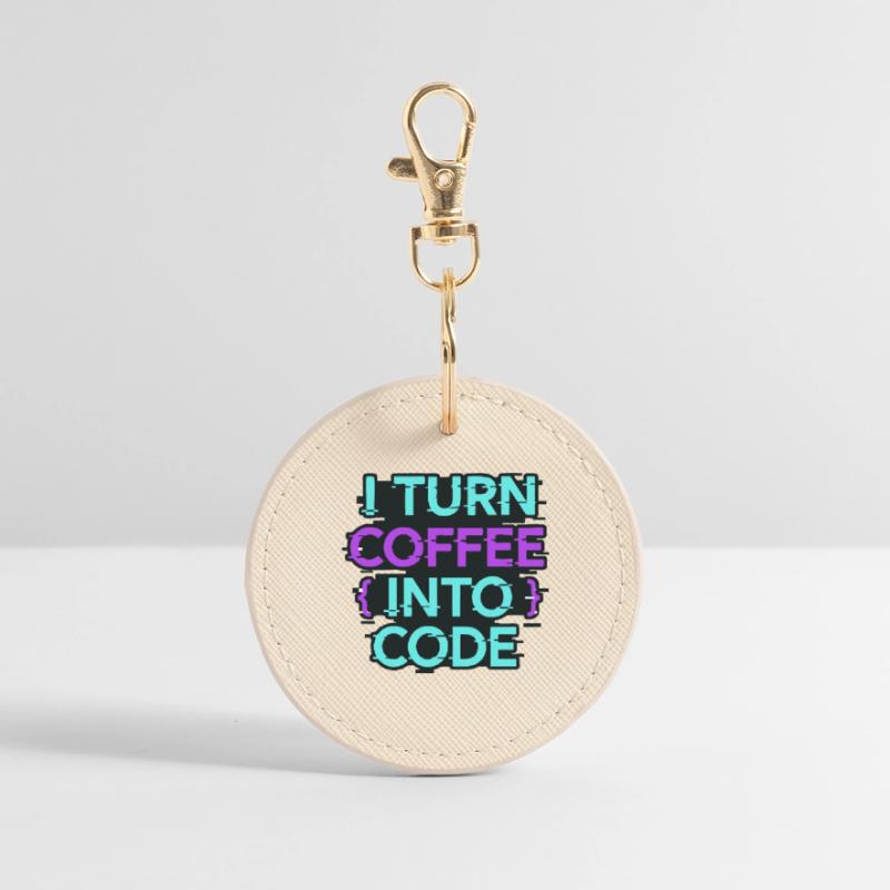 I Turn Coffee Into Code Round Keyring