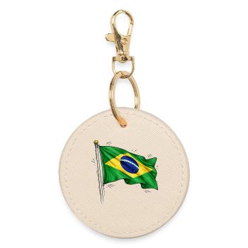 Brazil Flag - Round Keyring - oyster - Front