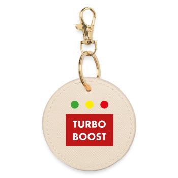 Texte rétro du turbo boost - Porte-clés rond - huître - Devant