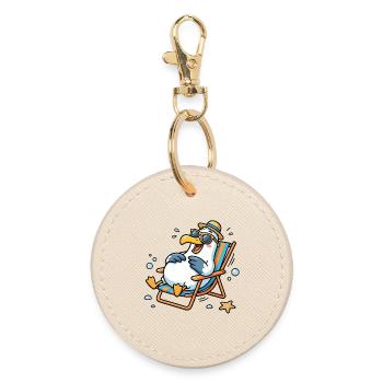 Mouette détendue sur la plage - Porte-clés rond - huître - Devant