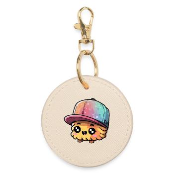 Buntes Kawaii Sushi Cap - Runder Schlüsselanhänger - Auster - Vorne