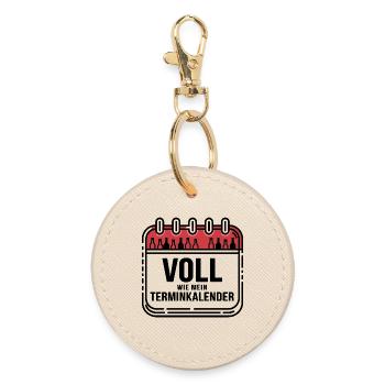 full as my diary funny beer saying - Round Keyring - oyster - Front