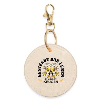Enjoy Life – Funny Beer Saying Retro - Round Keyring - oyster - Front