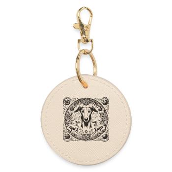 Greyhound Mandala Ornament - Runder Schlüsselanhänger - Auster - Vorne