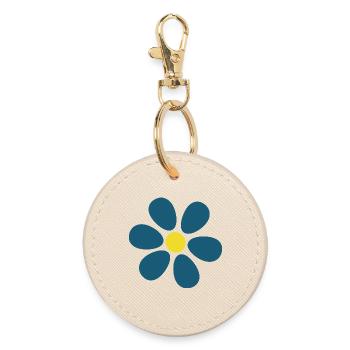 blue flower flowers dark blue blossom - Round Keyring - oyster - Front