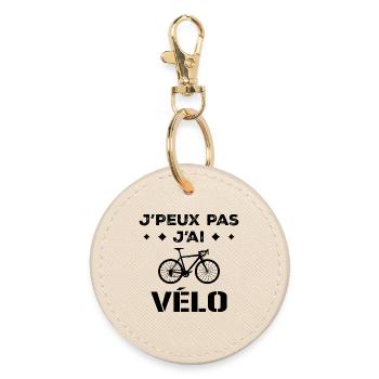 JE PEUX PAS J AI VELO - Porte-clés rond - huître - Devant