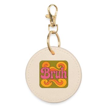 Bruh Psychedelic Swirl - Round Keyring - oyster - Front
