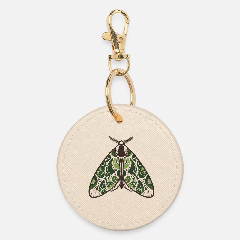 Verdant Leafwing Moth - Round Keyring - oyster