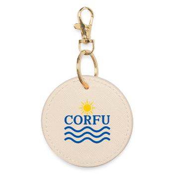 Korfu-Sonnenwellen-Logo - Runder Schlüsselanhänger - Auster - Vorne