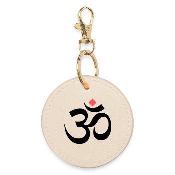 Om Zeichen Yoga Meditation - Runder Schlüsselanhänger - Auster - Vorne