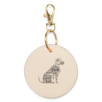 Dog Cloud - Round Keyring - oyster - Front