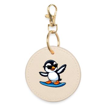 Surfeur Cool Penguin Surfant les vagues Sports d’été - Porte-clés rond - huître - Devant