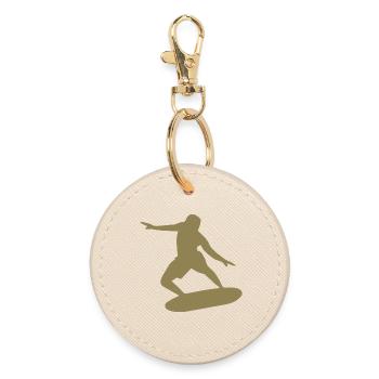 Surfer Silhouette Wellenreiten minimalistisch - Runder Schlüsselanhänger - Auster - Vorne