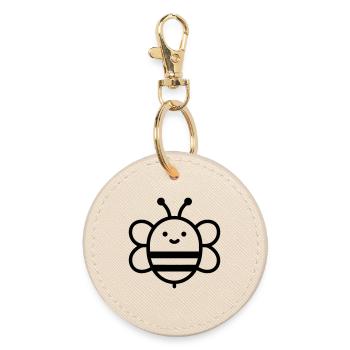 Smiling Minimalist Bee - Runder Schlüsselanhänger - Auster - Vorne
