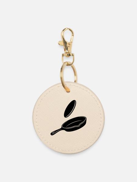 Pancake Flip Skillet Silhouette - Runder Schlüsselanhänger - Auster