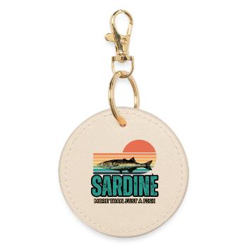 retro sardine - sardines funny - Round Keyring - oyster - Front