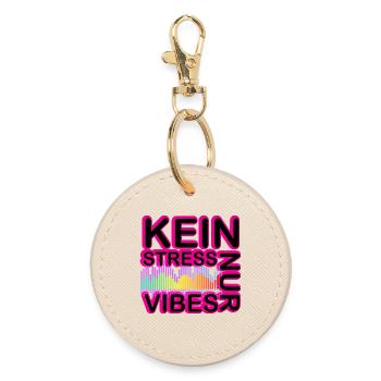 Kein Stress Vibes Neon - Runder Schlüsselanhänger - Auster - Vorne
