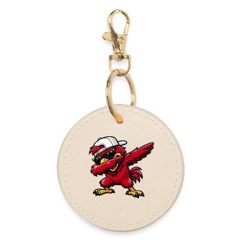 Dabbing Cardinal - Round Keyring - oyster - Front