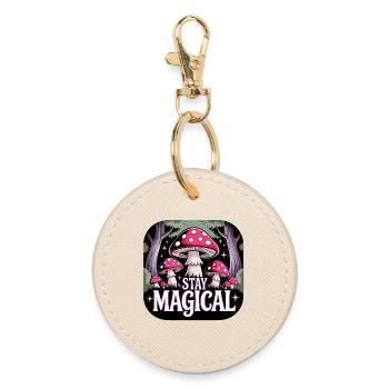Stay magical in the mushroom forest - Round Keyring - oyster - Front