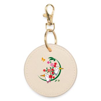 Geese with flowers - Round Keyring - oyster - Front