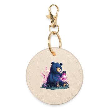 Bear with lantern - Round Keyring - oyster - Front