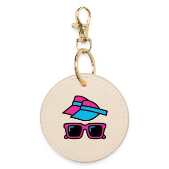 80s Sun Visor Glasses Set - Round Keyring - oyster - Front