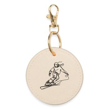 Dessin de snowboardeur - Porte-clés rond - huître - Devant