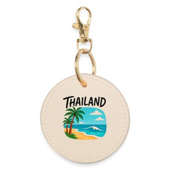 Thailand motif with sea and palm trees - Round Keyring - oyster - Front