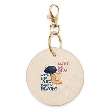 mussel shells, motivational inscription - Round Keyring - oyster - Front
