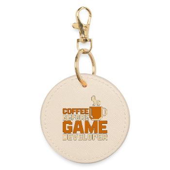 Game Developer Coffee Game Programmer Coffee Lover - Round Keyring - oyster - Front