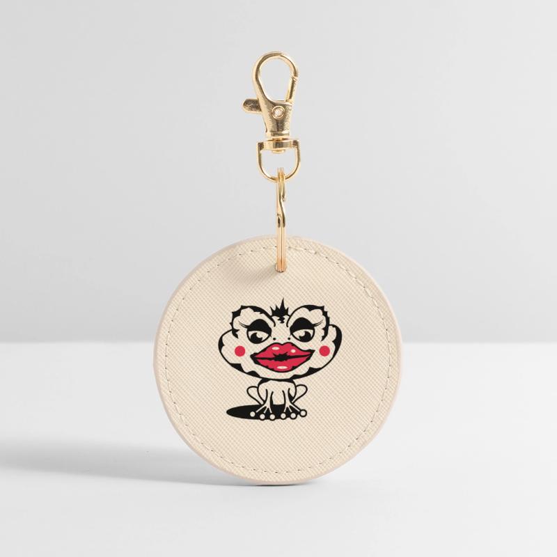 A toad with a thick lip Round Keyring