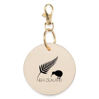 New Zealand Boating and Kiwi - Round Keyring - oyster - Front